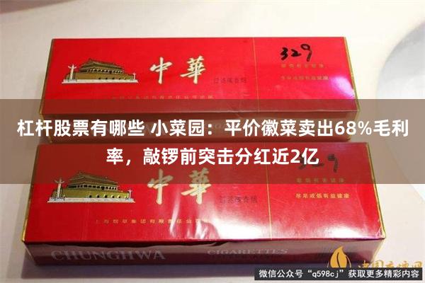 杠杆股票有哪些 小菜园：平价徽菜卖出68%毛利率，敲锣前突击分红近2亿