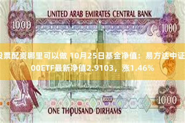 股票配资哪里可以做 10月25日基金净值：易方达中证500ETF最新净值2.9103，涨1.46%