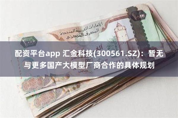 配资平台app 汇金科技(300561.SZ)：暂无与更多国产大模型厂商合作的具体规划