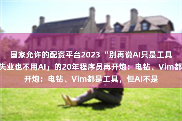 国家允许的配资平台2023 “别再说AI只是工具了！”那个「宁愿失业也不用AI」的20年程序员再开炮：电钻、Vim都是工具，但AI不是